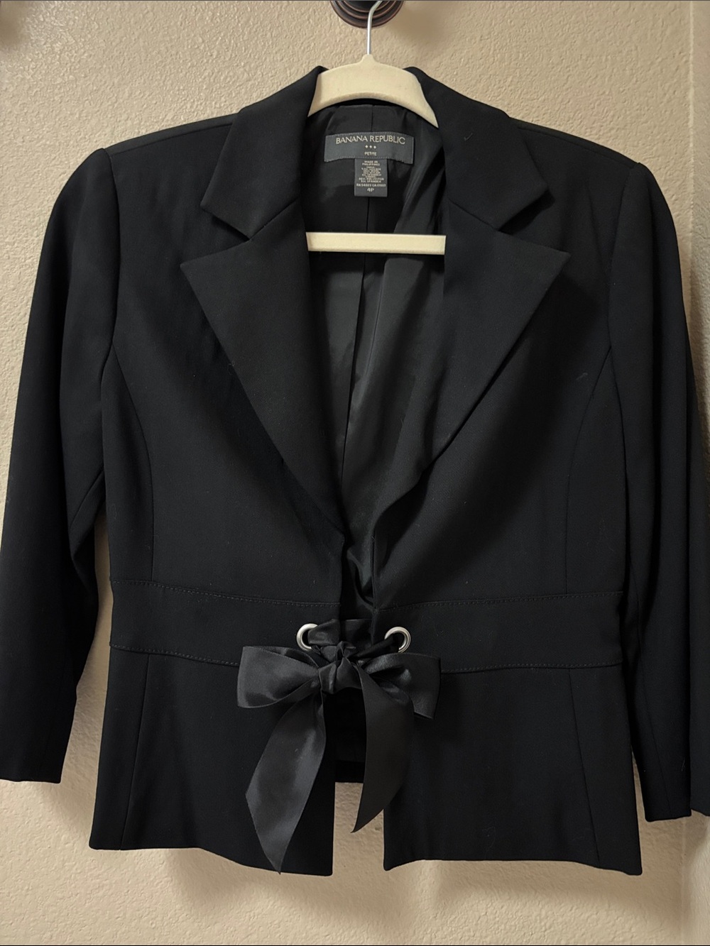 Banana Republic Black Satin Tie-Waist Blazer